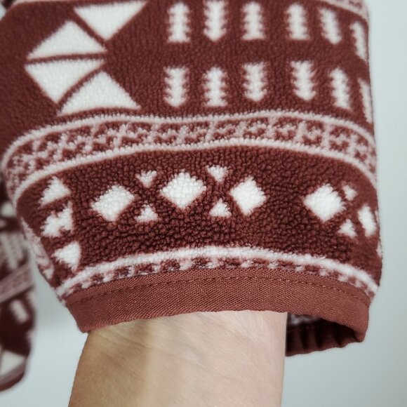 Duluth Trading Unisex Fleece Jacket Med Brown Southwestern Geometric Cozy Warm - Picture 6 of 16